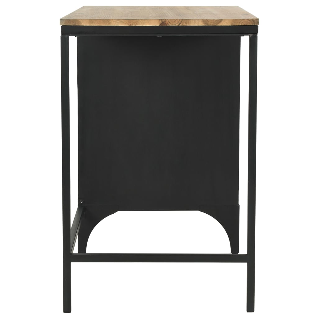 vidaXL Einzelsockel Schreibtisch Massivholz und Stahl 100x50x76 cm