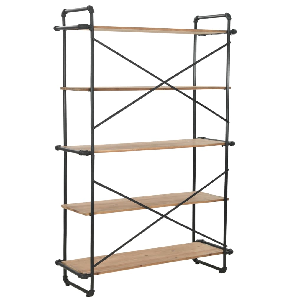 vidaXL Bücherregal Massivholz Tanne und Stahl 120x42x180 cm