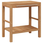 vidaXL Waschtisch Massivholz Teak mit Waschbecken aus Flussstein