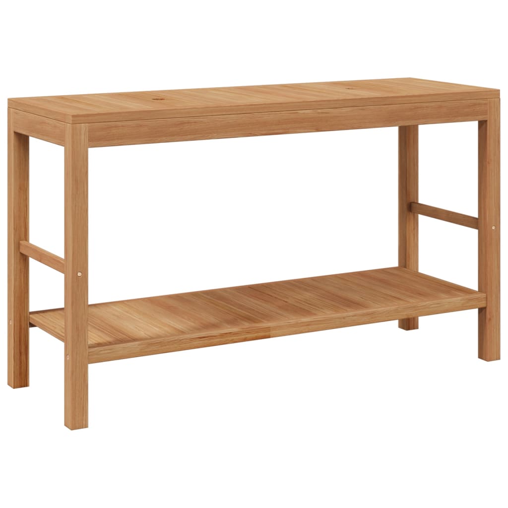 vidaXL Waschtischunterschrank Teak Massiv mit Flussstein Waschbecken