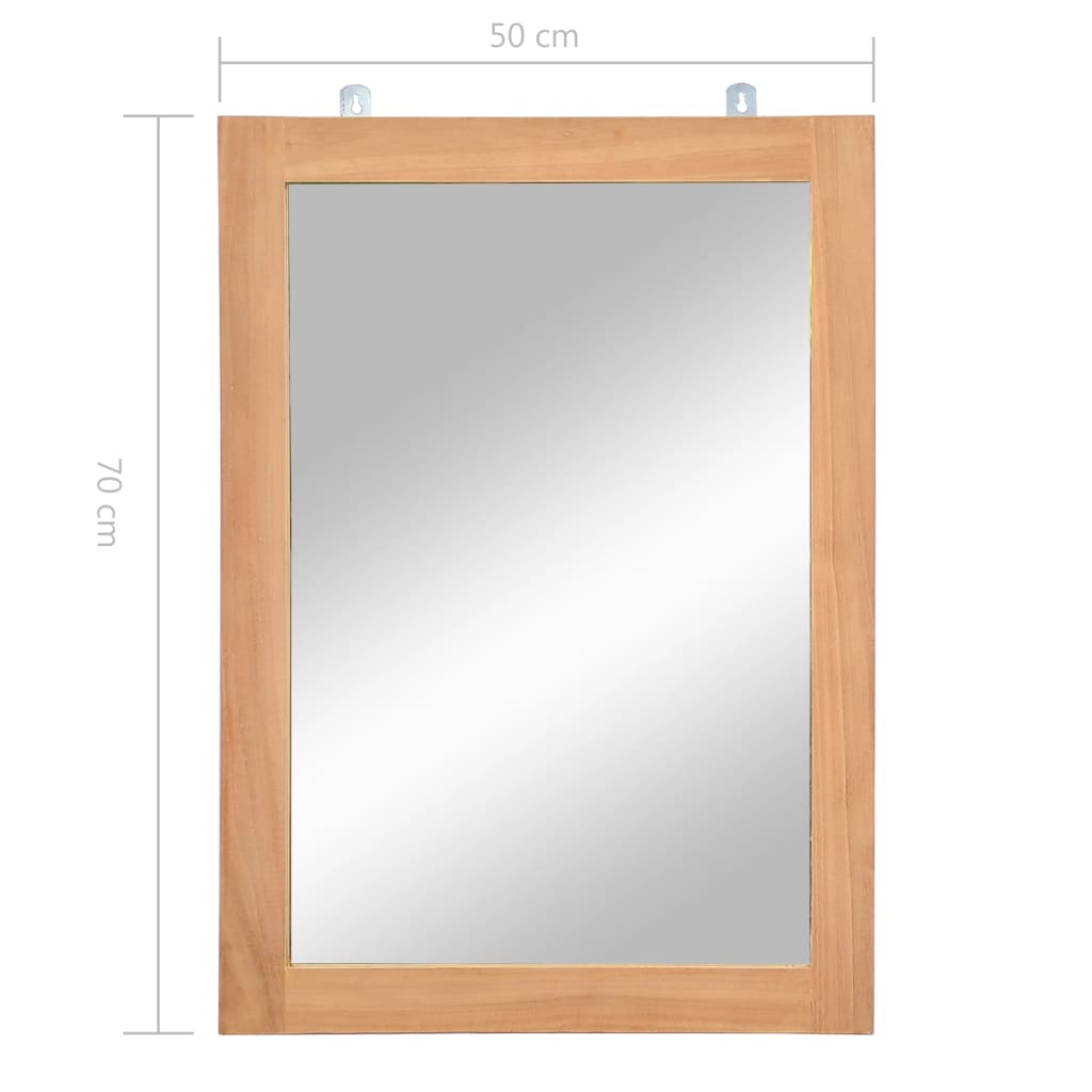vidaXL Wandspiegel Teak Massiv 50x70 cm