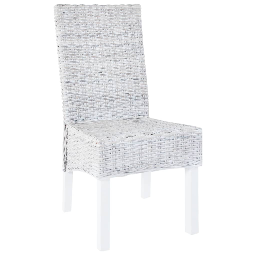 vidaXL Esszimmerstühle 2 Stk. Hellbraun Kubu-Rattan und Mahagoniholz