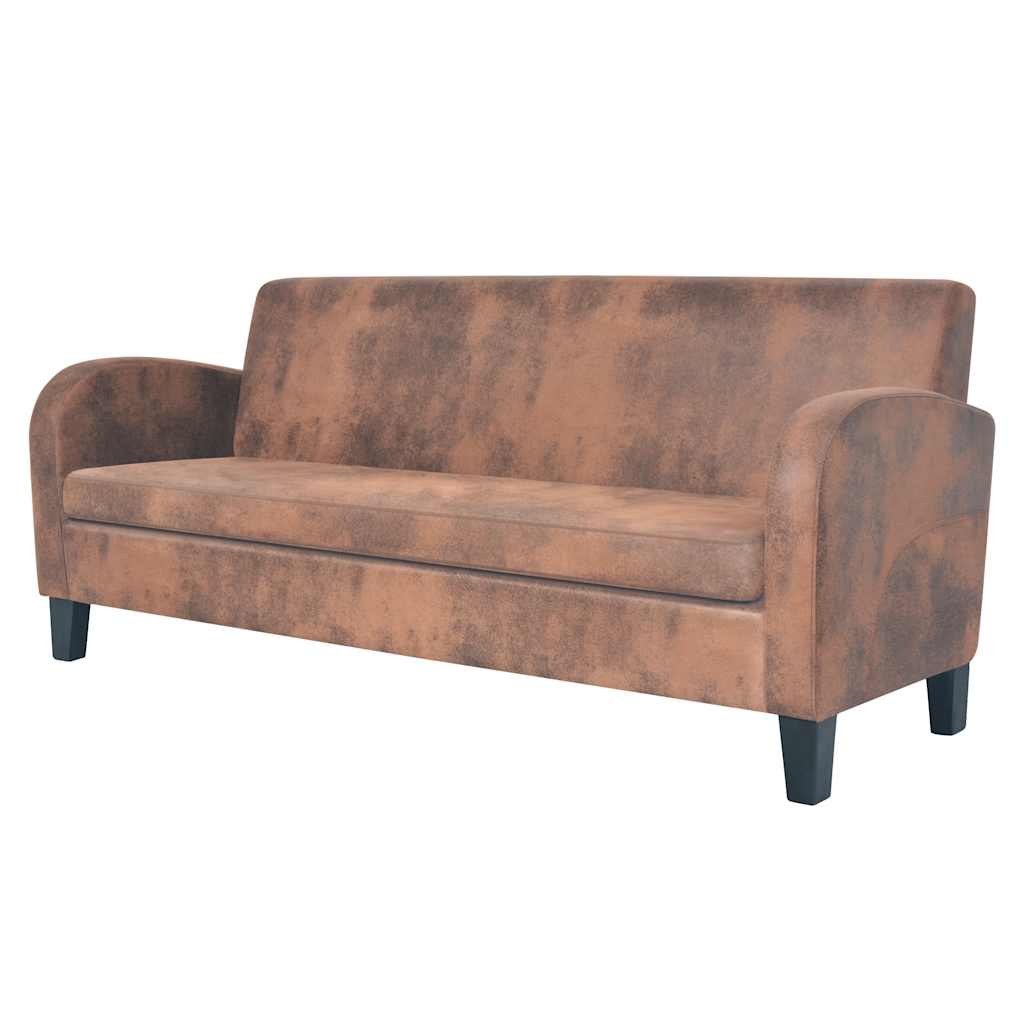 vidaXL Sofa-Set 2-tlg. Kunstleder in Wildleder-Optik Braun