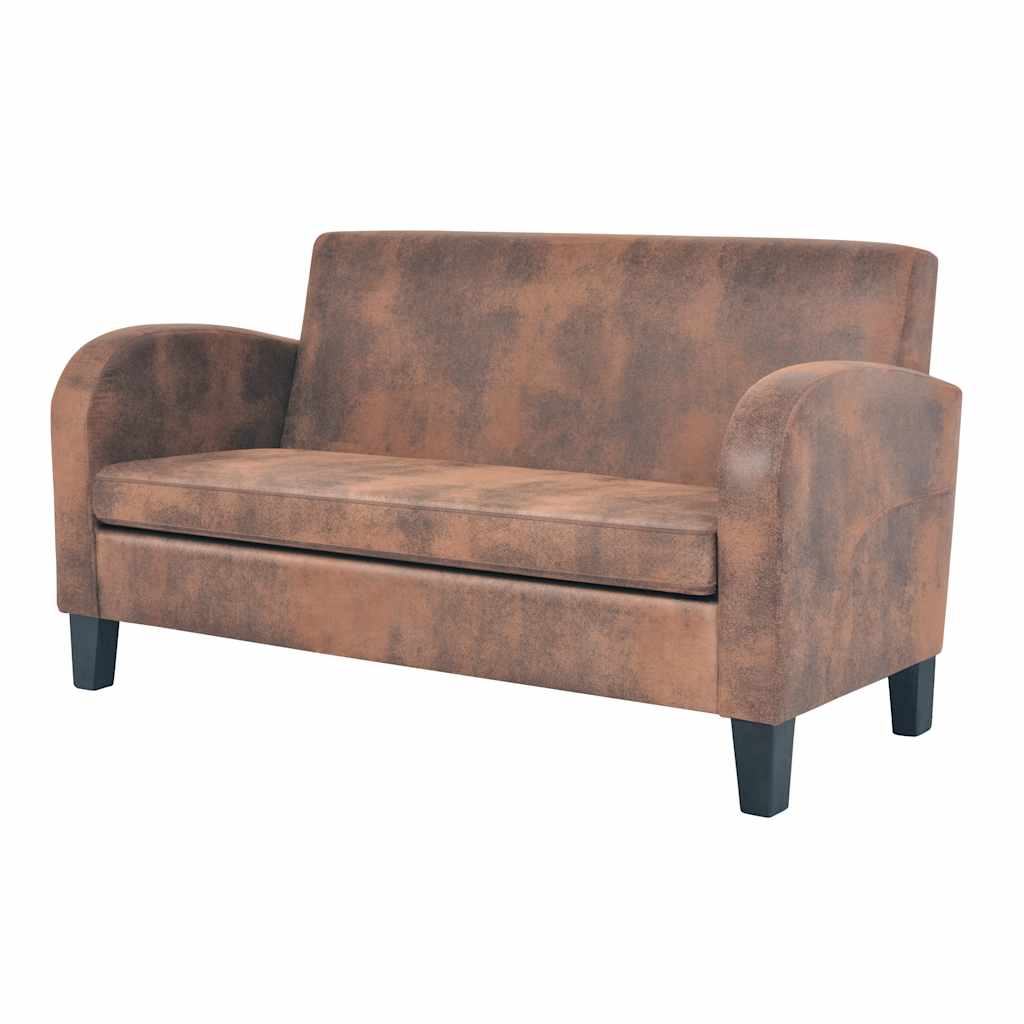 vidaXL Sofa-Set 2-tlg. Kunstleder in Wildleder-Optik Braun