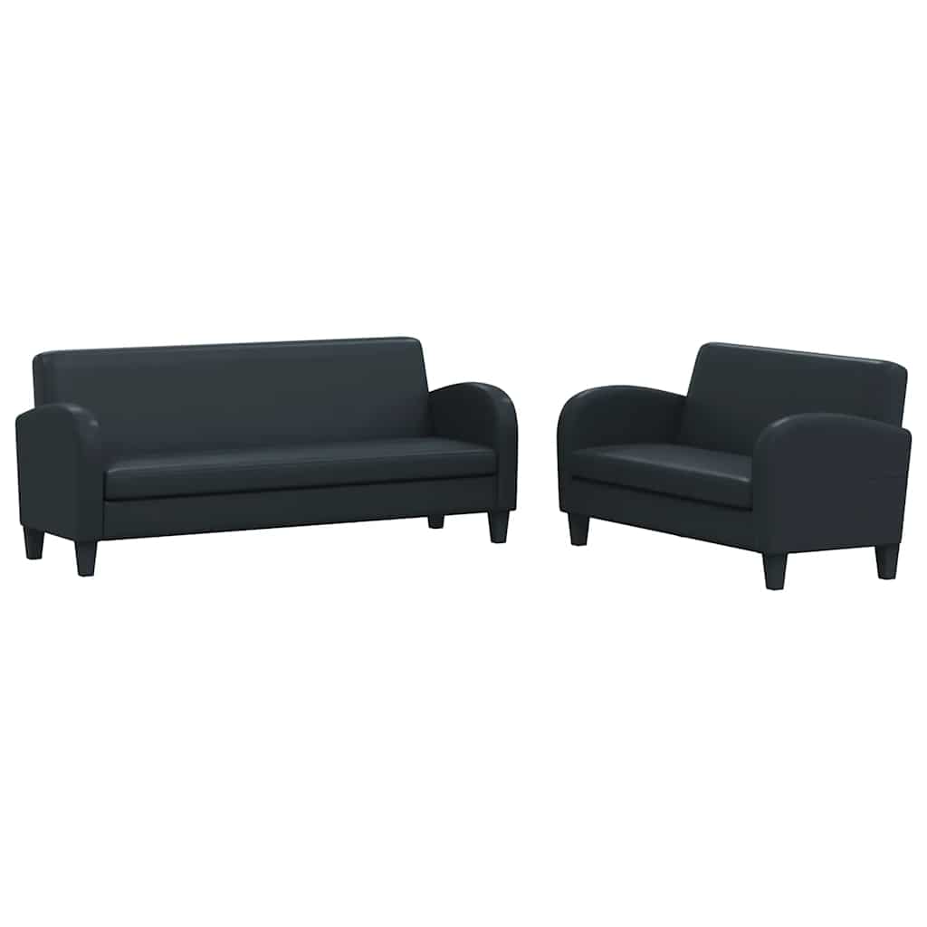vidaXL 2-tlg. Sofa-Set Kunstleder Schwarz
