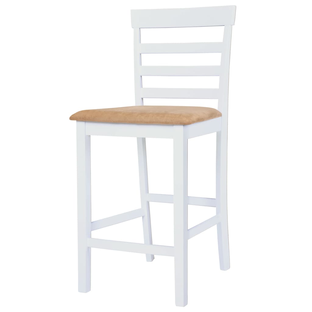 vidaXL Bartisch mit Stühlen 3-tlg. Massivholz Braun und Weiß