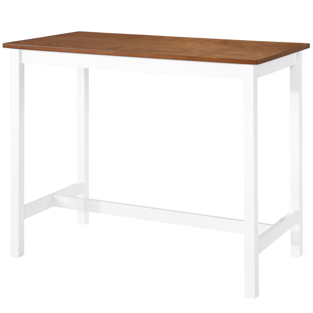 vidaXL Bartisch mit Stühlen 5-tlg. Massivholz Braun und Weiß