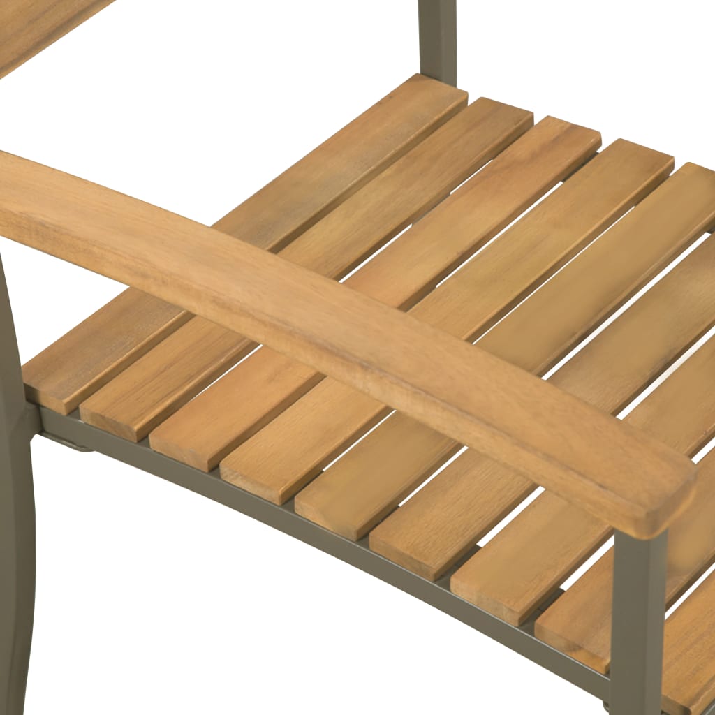 vidaXL Stapelbare Gartenstühle 2 Stk. Akazie Massivholz und Stahl