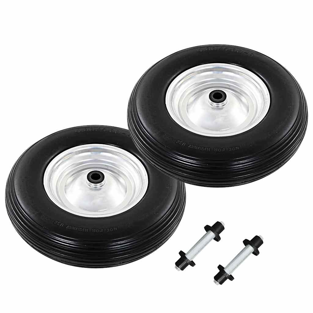 vidaXL Schubkarrenräder 2 Stk. mit Achsen Massives PU 4,00 - 8 390 mm