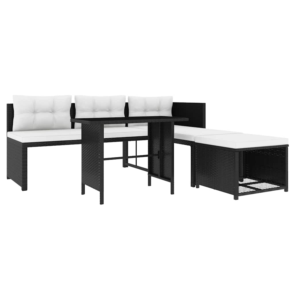 vidaXL 4-tlg. Garten-Lounge-Set Poly Rattan Schwarz