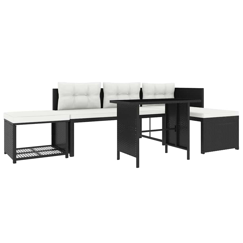 vidaXL 4-tlg. Garten-Lounge-Set Poly Rattan Schwarz