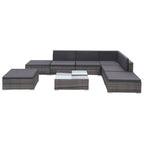 vidaXL 8-tlg. Garten-Lounge-Set mit Kissen Poly Rattan Grau
