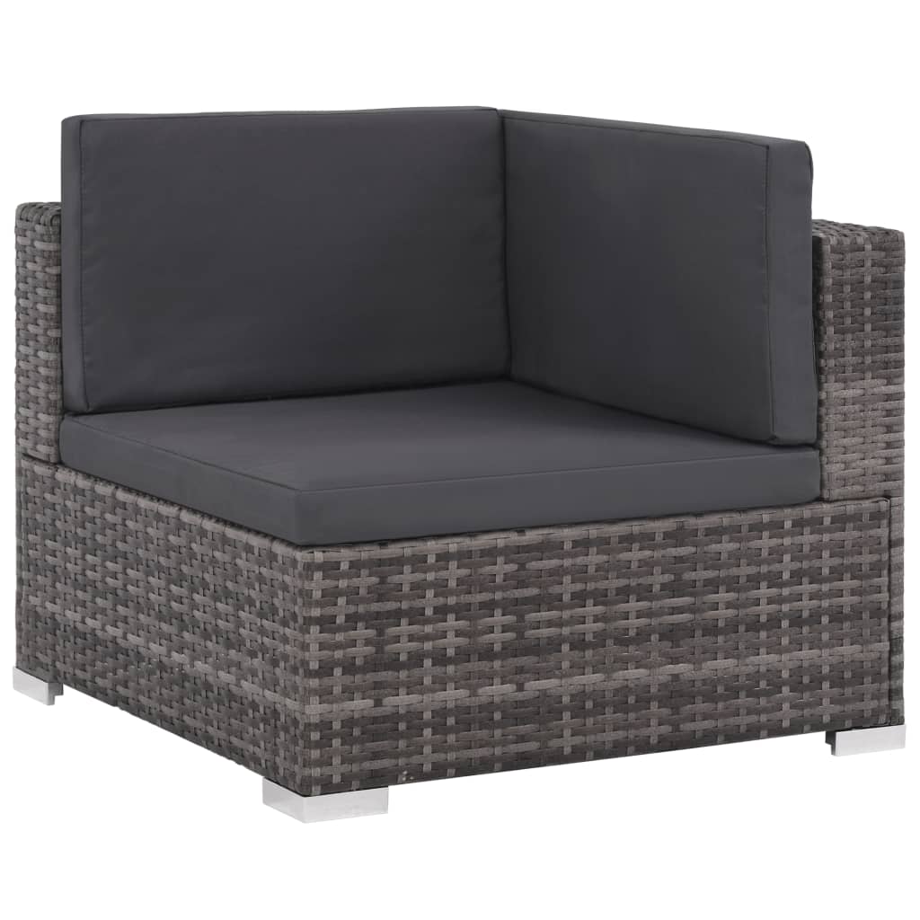 vidaXL 8-tlg. Garten-Lounge-Set mit Kissen Poly Rattan Grau