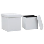 vidaXL Hocker mit Stauraum 2 Stk. Weiß Kunstleder