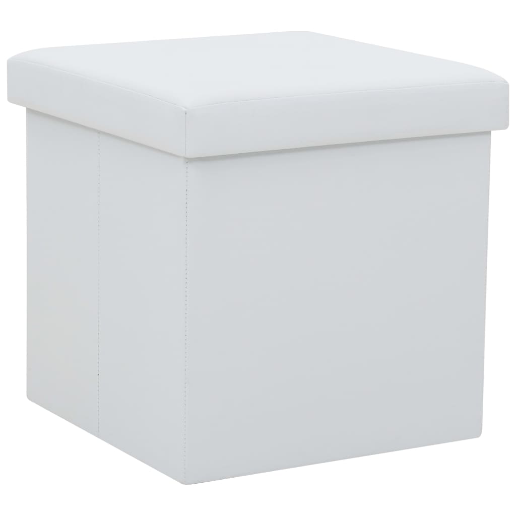 vidaXL Hocker mit Stauraum 2 Stk. Weiß Kunstleder
