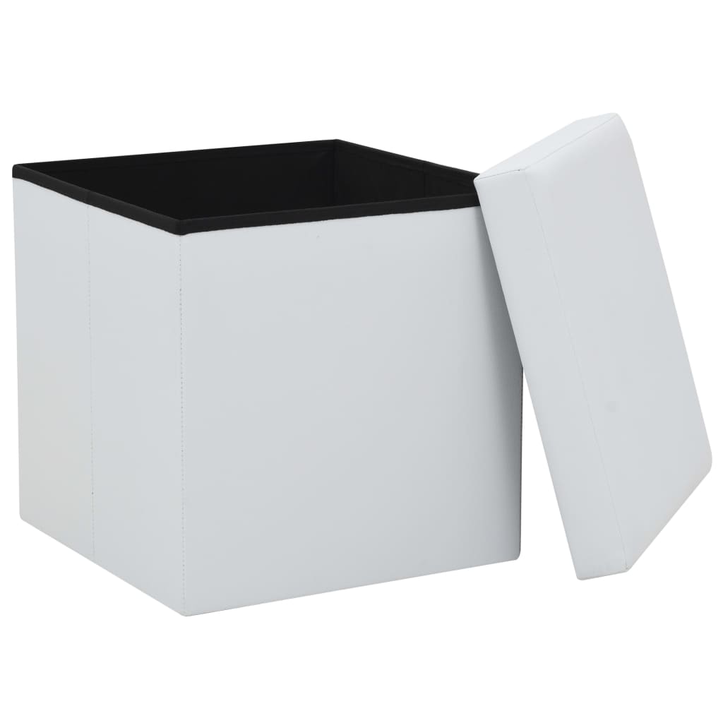 vidaXL Hocker mit Stauraum 2 Stk. Weiß Kunstleder