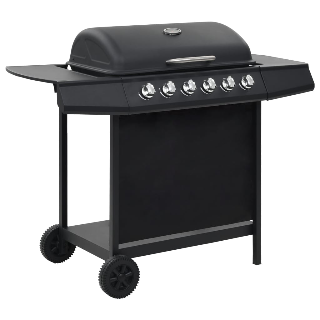 vidaXL Gasgrill mit 6 Flammen Stahl Schwarz