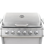 vidaXL Gasgrill mit 6 Flammen Edelstahl Silbern