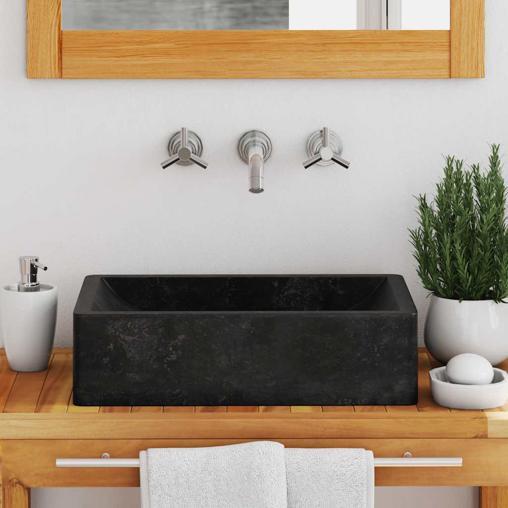 vidaXL Waschbecken 45x30x12 cm Marmor Hochglanz-Schwarz