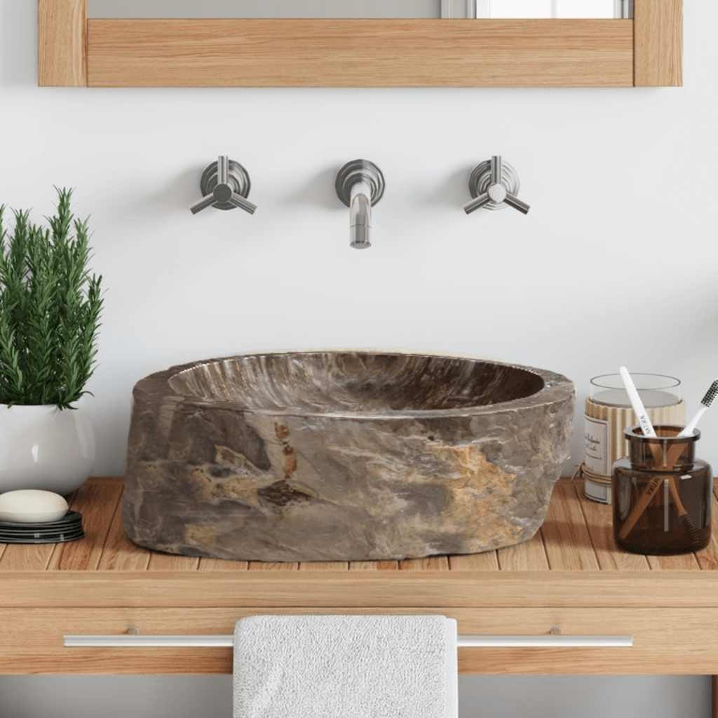 vidaXL Waschbecken 45x35x15 cm Fossil-Stein Cremeweiß