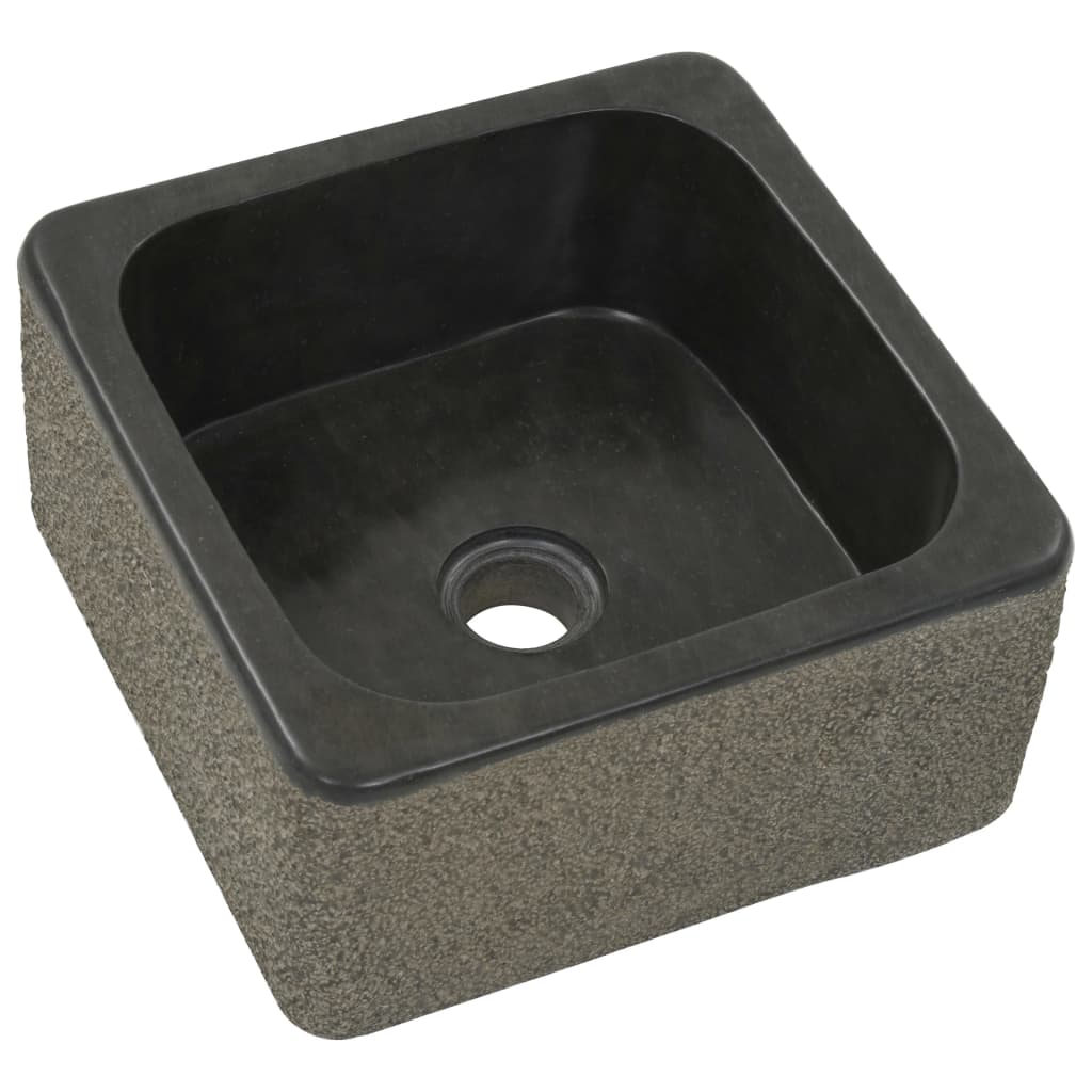 vidaXL Waschbecken 30x30x15 cm Flussstein Schwarz