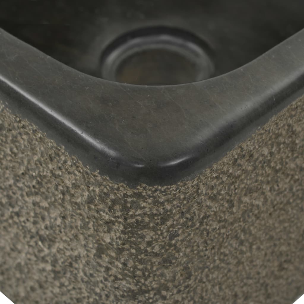 vidaXL Waschbecken 30x30x15 cm Flussstein Schwarz