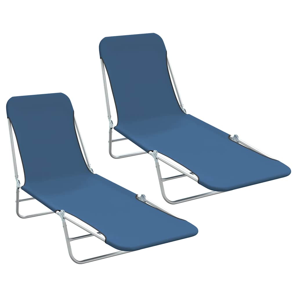 vidaXL Klappliegen 2 Stk. Stahl und Stoff Blau