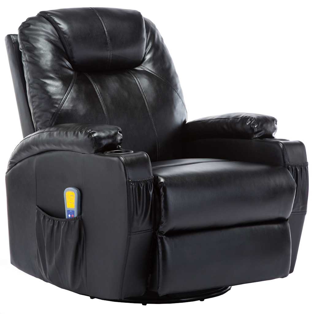 vidaXL Massage-Schaukelsessel Schwarz Kunstleder