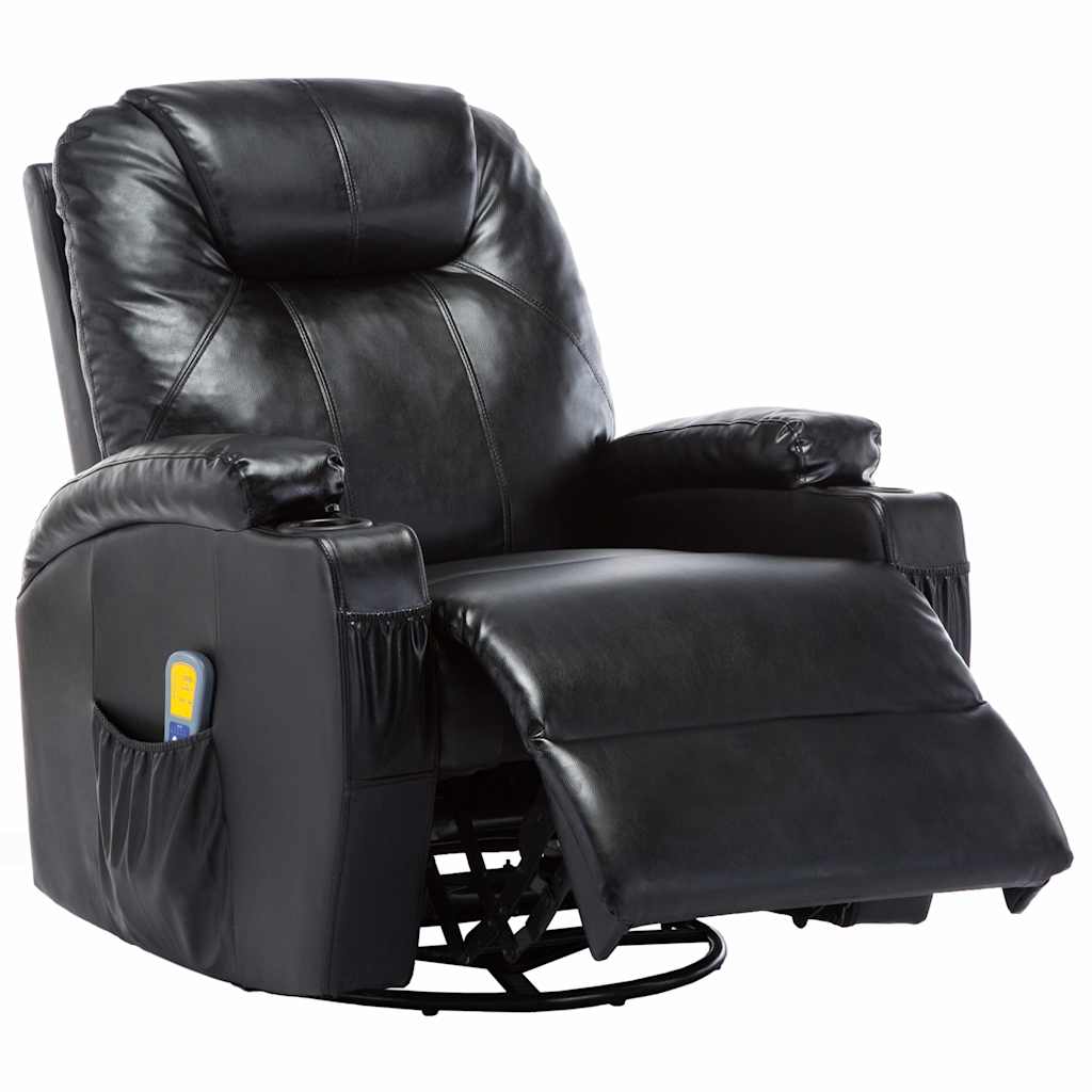 vidaXL Massage-Schaukelsessel Schwarz Kunstleder