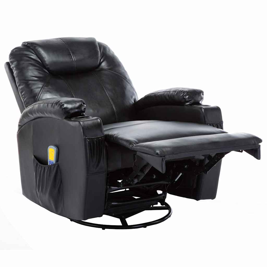 vidaXL Massage-Schaukelsessel Schwarz Kunstleder
