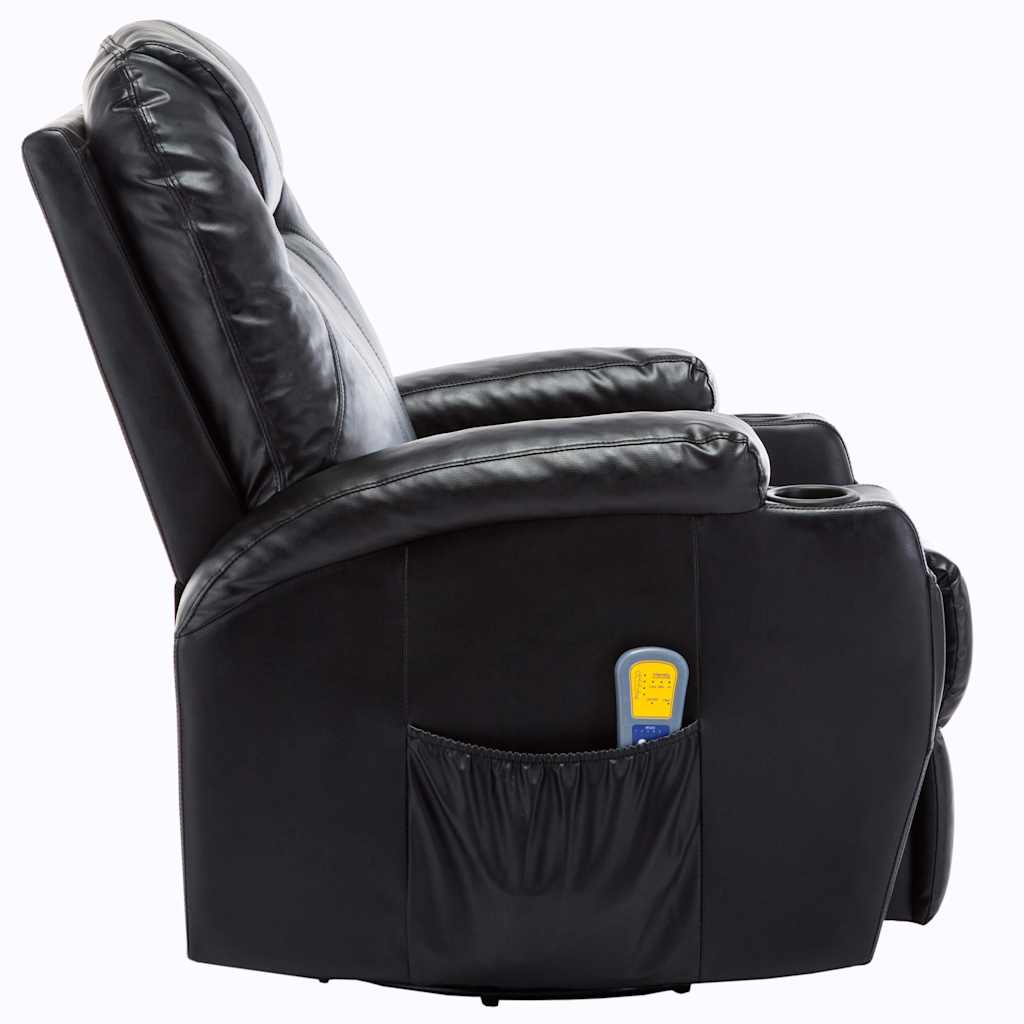 vidaXL Massage-Schaukelsessel Schwarz Kunstleder