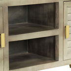 vidaXL TV-Schrank Massivholz Mango Grau mit Messing 110x30x48 cm
