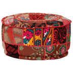 vidaXL Patchwork Sitzpouf Rund Baumwolle Handgefertigt 40x20 cm Rot