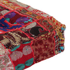 vidaXL Pouf Flickwerk Quadrat Baumwolle Handgefertigt 50×50×12 cm Rot
