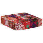 vidaXL Pouf Flickwerk Quadrat Baumwolle Handgefertigt 50×50×12 cm Rot