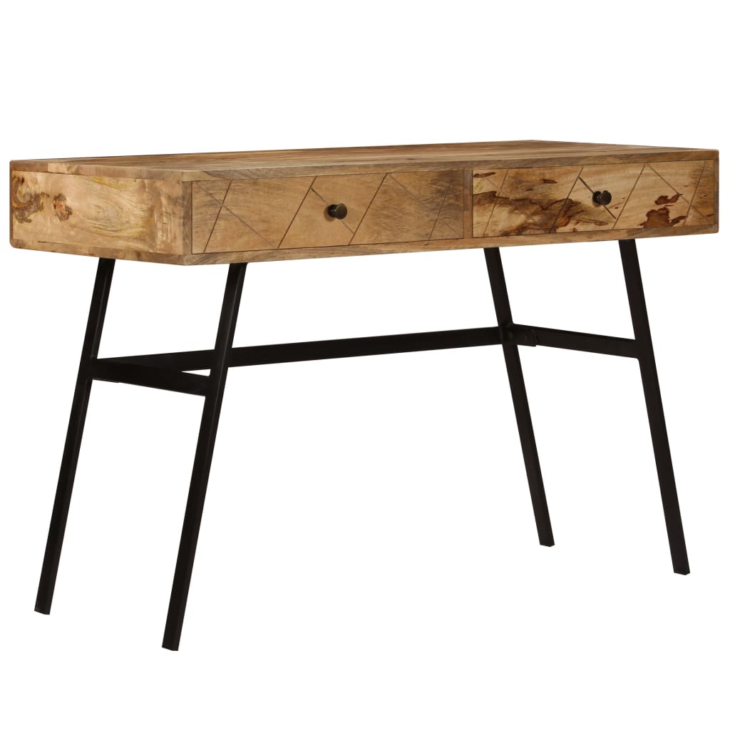vidaXL Schreibtisch mit Schubladen Massivholz Mango 110×50×76 cm