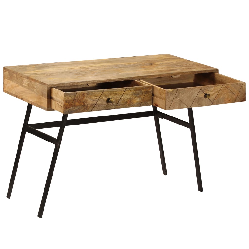 vidaXL Schreibtisch mit Schubladen Massivholz Mango 110×50×76 cm