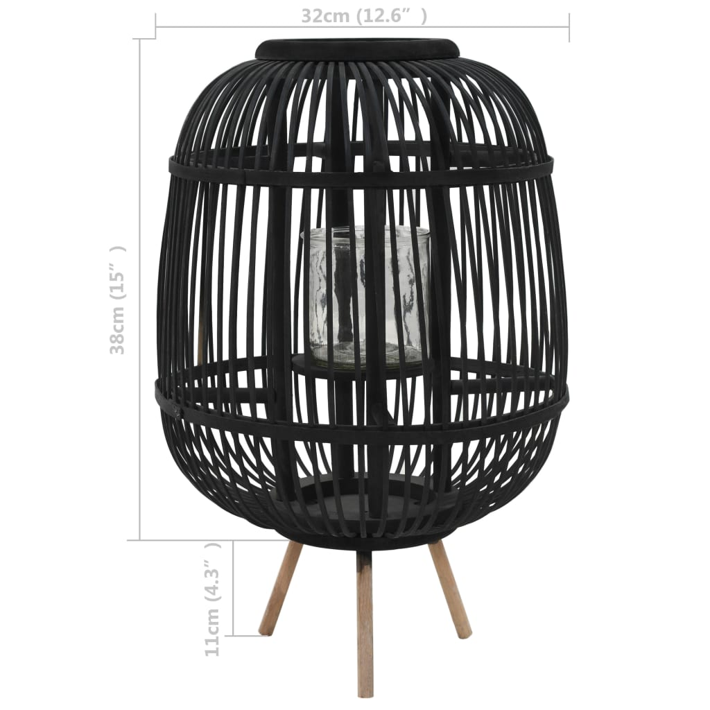 vidaXL Standkerzenhalter Bambus Schwarz