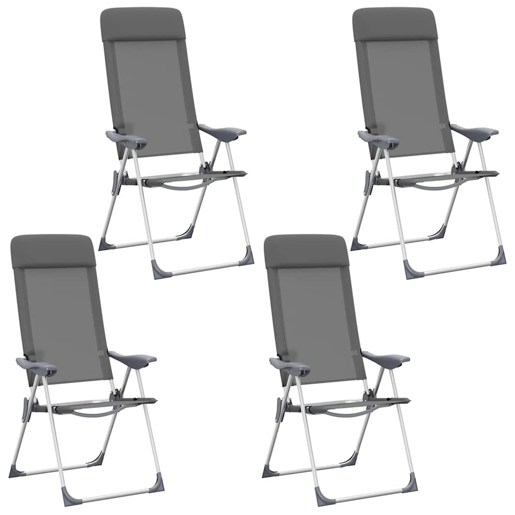 vidaXL Klappbare Campingstühle 4 Stk. Grau Aluminium