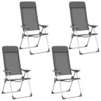 vidaXL Klappbare Campingstühle 4 Stk. Grau Aluminium