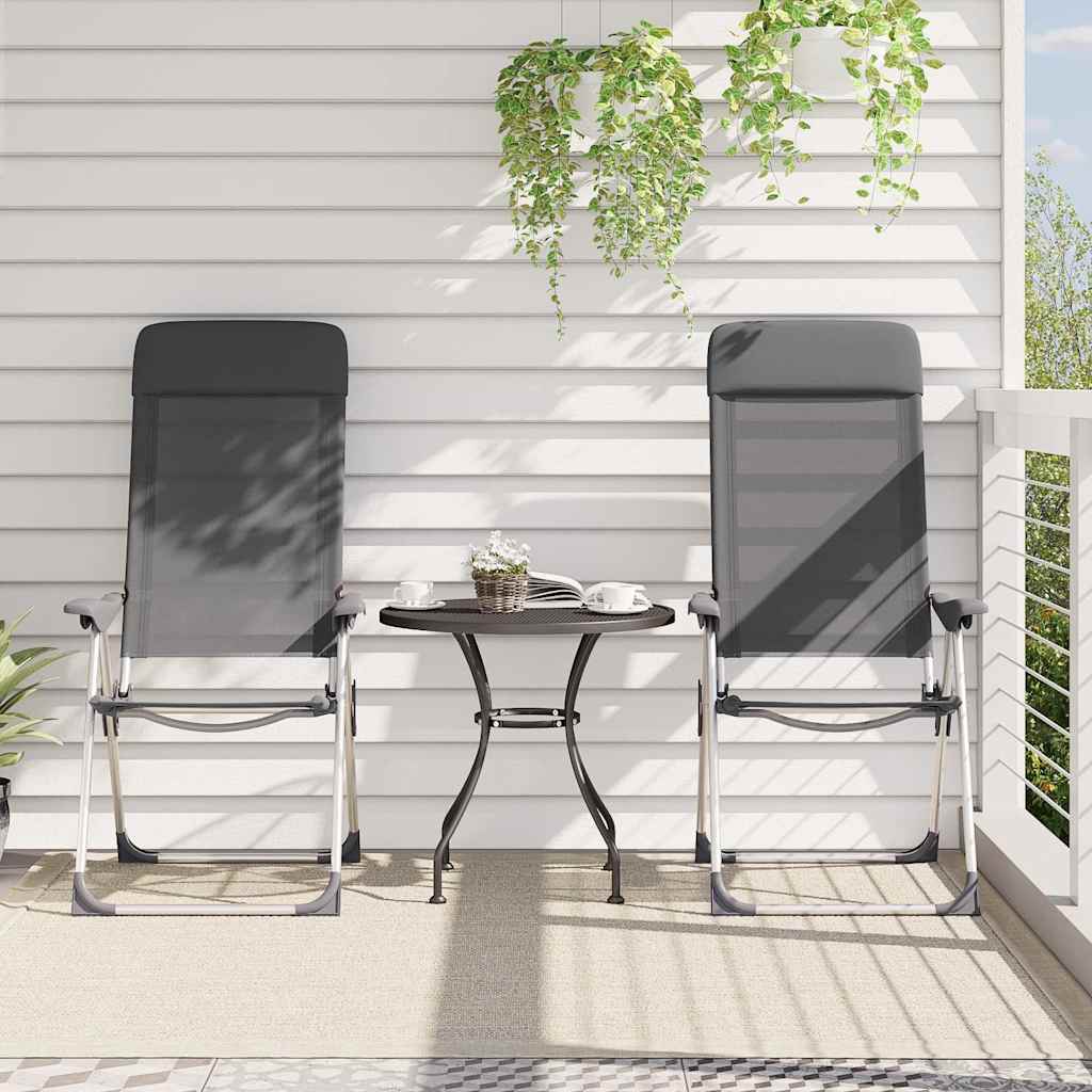 vidaXL Klappbare Campingstühle 4 Stk. Grau Aluminium