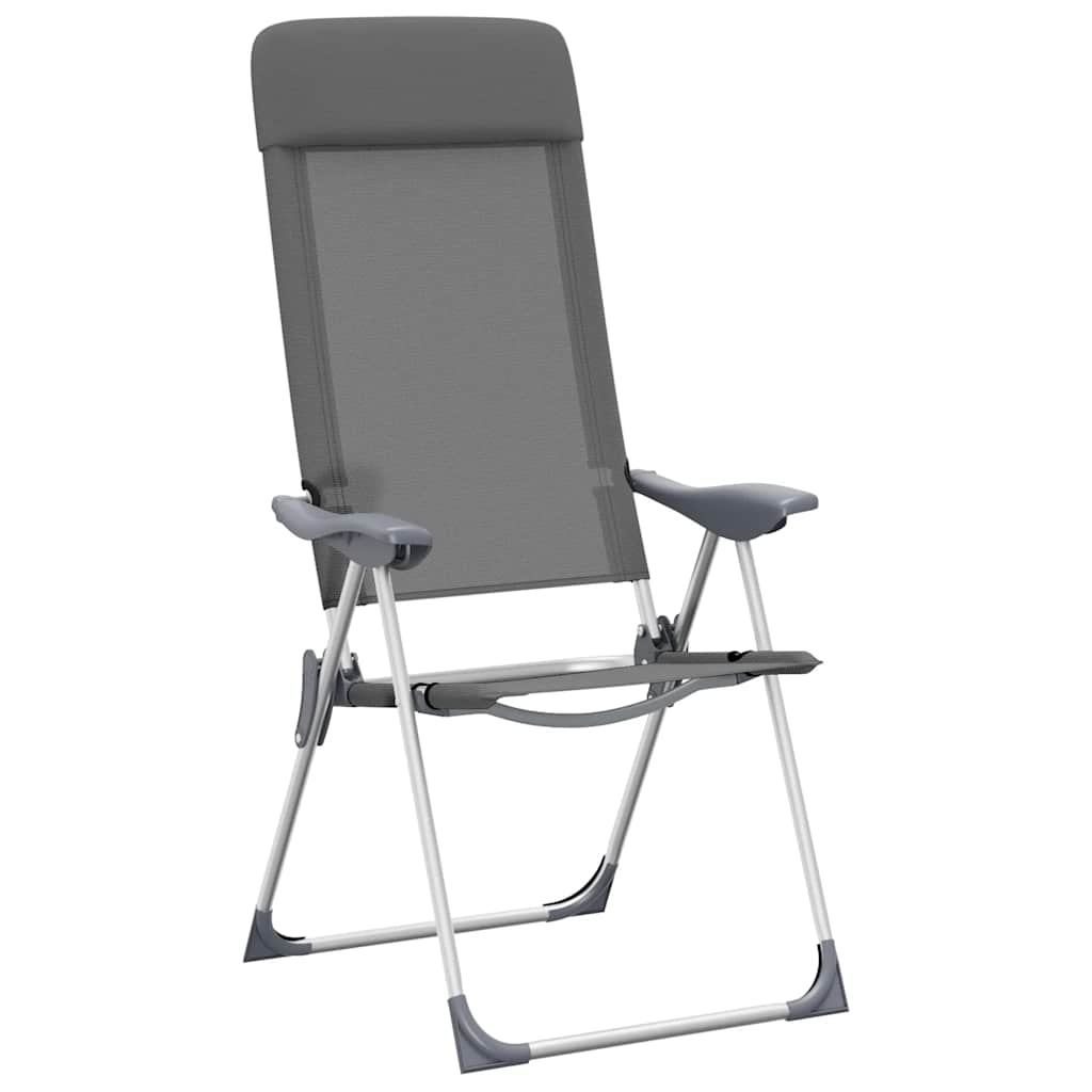 vidaXL Klappbare Campingstühle 4 Stk. Grau Aluminium