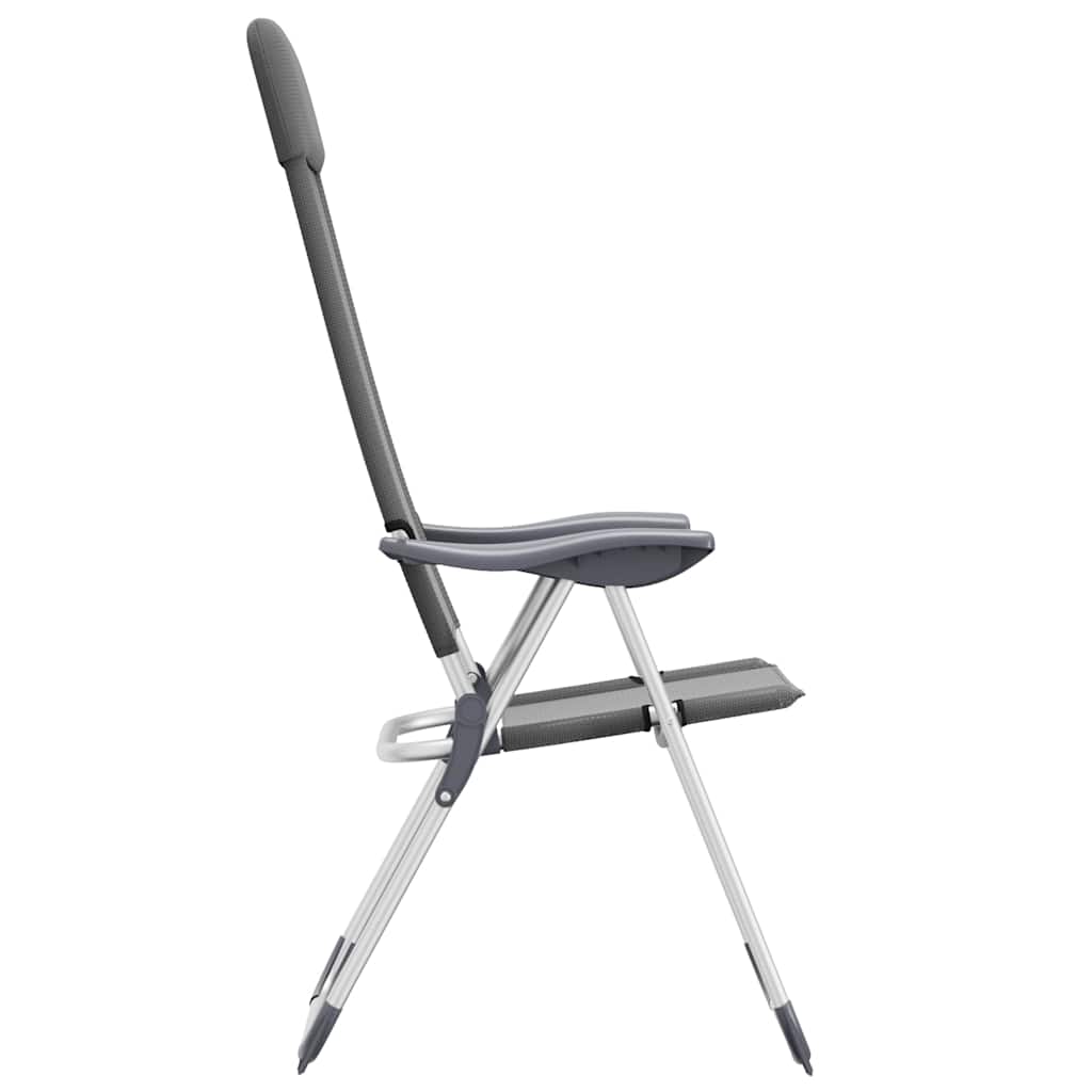 vidaXL Klappbare Campingstühle 4 Stk. Grau Aluminium