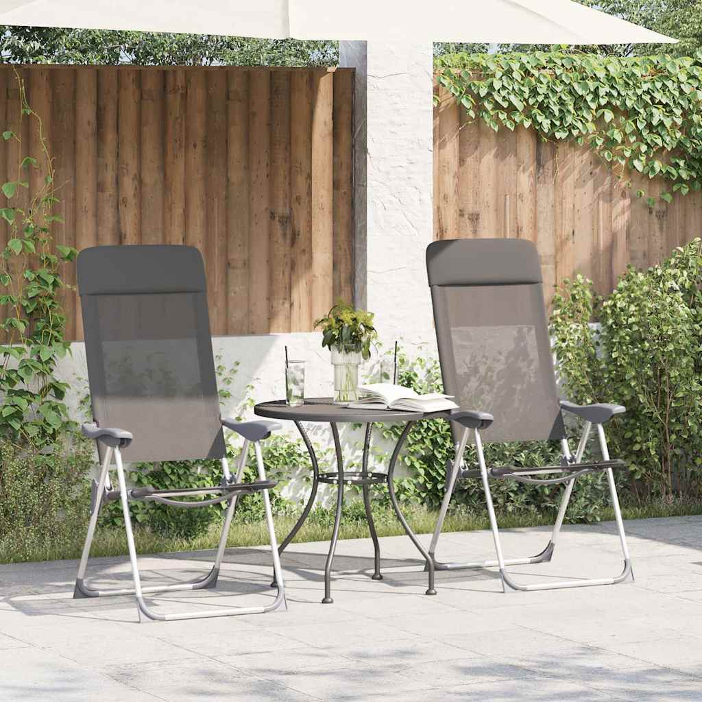 vidaXL Klappbare Campingstühle 4 Stk. Grau Aluminium