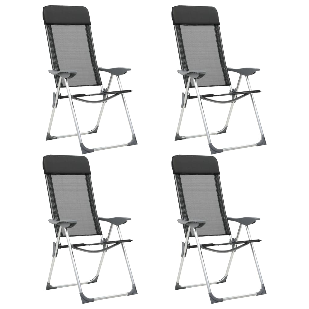 vidaXL Klappbare Campingstühle 4 Stk. Grau Aluminium