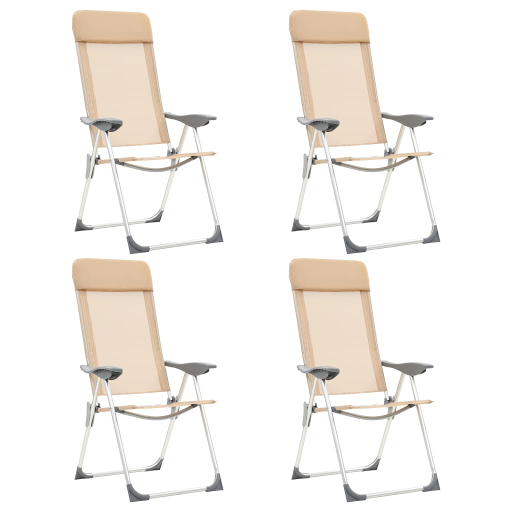 vidaXL Klappbare Campingstühle 4 Stk. Grau Aluminium