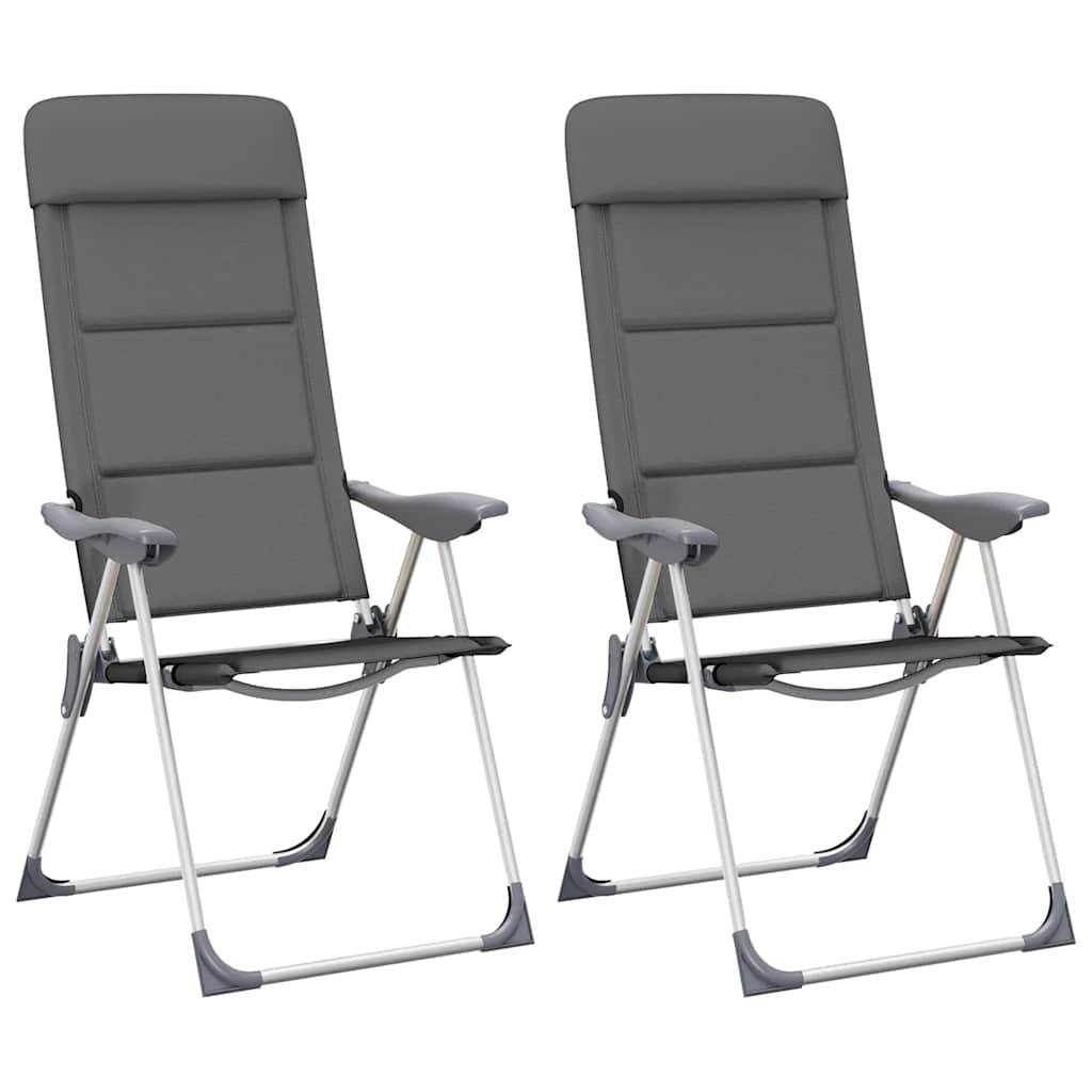 vidaXL Campingstuhl 2 Stk. Grau 58 x 69 x 111 cm Aluminium