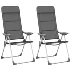 vidaXL Campingstuhl 2 Stk. Grau 58 x 69 x 111 cm Aluminium