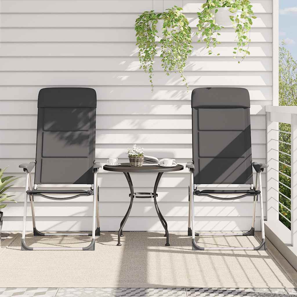 vidaXL Campingstuhl 2 Stk. Grau 58 x 69 x 111 cm Aluminium