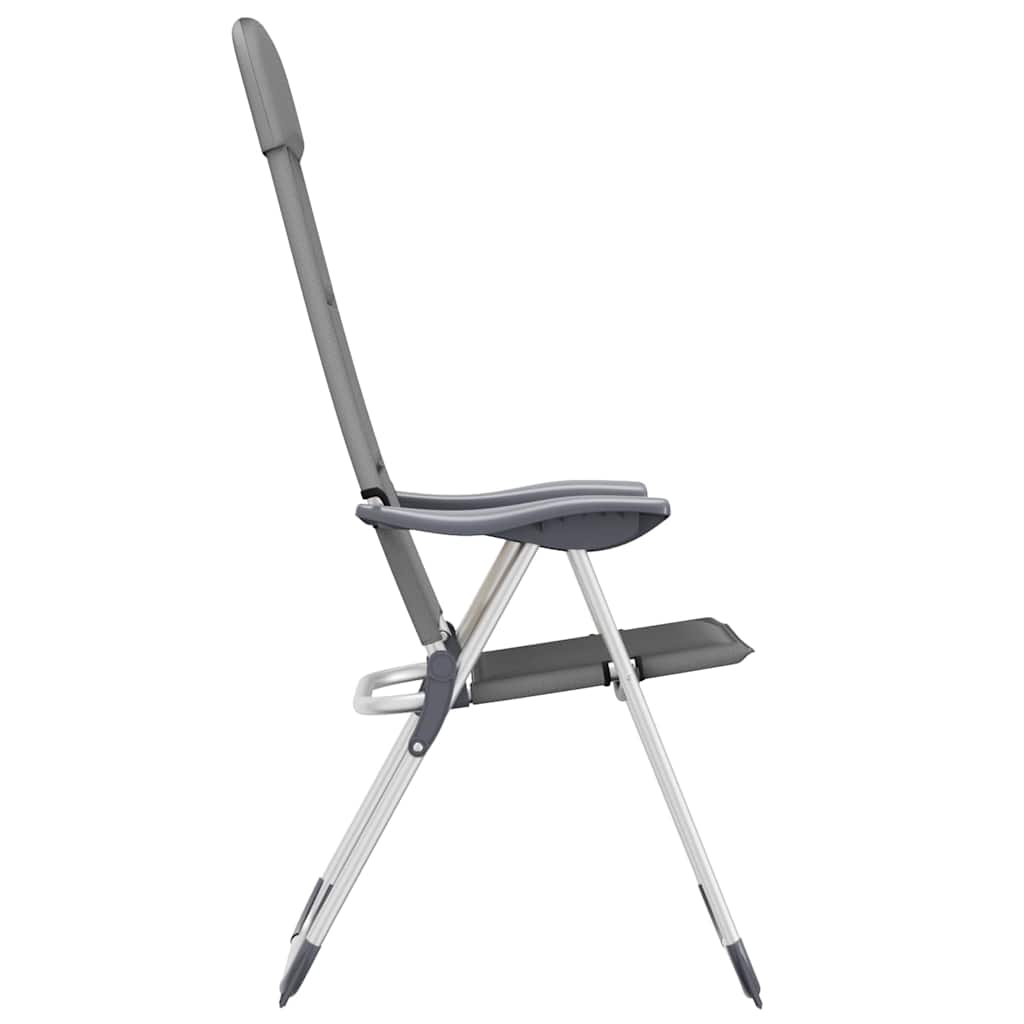vidaXL Campingstuhl 2 Stk. Grau 58 x 69 x 111 cm Aluminium